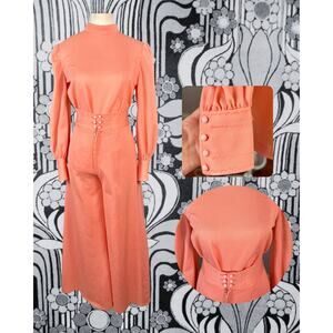 American Vintage Coral-Peach Wide-Leg Jumpsuit